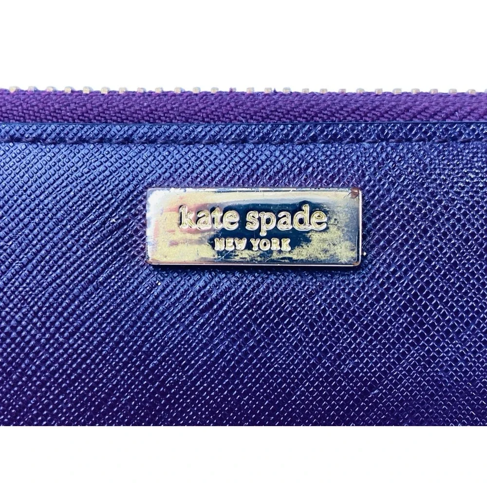 Kate Spade New York Laurel Way Talla Texture Deep Plum Leather Zip AroundWallet